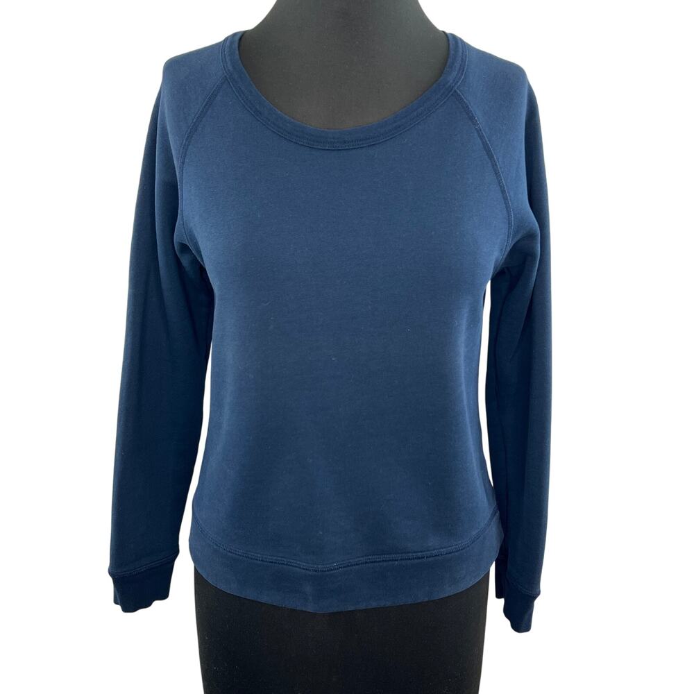EVERLANE Navy Blue Cotton Poly Fleece Pullover Crew Sweater Sweatshirt USA S